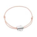 Pulseira em prata flor cordão rosa ajustável
