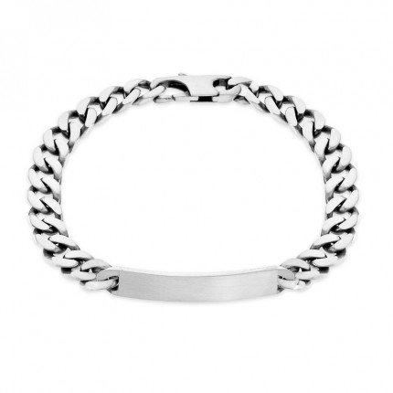 Pulseira em prata e fio forçado diamantado 8MM 20CM para cavalheiro