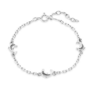 Pulsera de plata 3 delfines esmalte azul 14+3CM