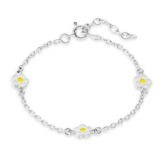 Pulseira em prata 3 margaridas 14+3CM