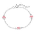 Pulseira em prata 3 corações rosa 14+3CM