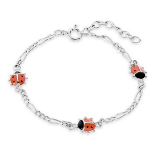 Pulseira em prata 3 joaninhas 17CM