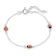 Pulseira em prata 3 joaninhas- 6 patinhas 17CM