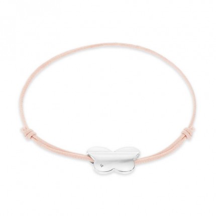 Pulsera de plata mariposa cordón rosa ajustable