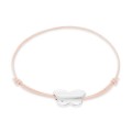 Pulseira em prata borboleta com cordão rosa