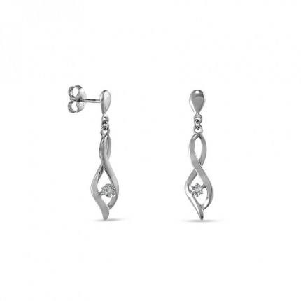 Brincos em ouro branco 9K e diamantes
