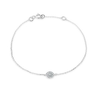 Pulseira em ouro branco 9K com circulo e diamante 0.02CT