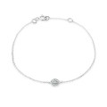Pulseira em ouro branco 9K com circulo e diamante 0.02CT