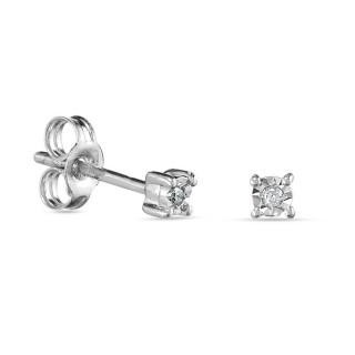 Brincos em ouro branco 9K com diamante 0.012CT