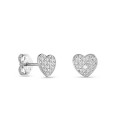 Brincos em ouro branco 9k coração diamante 0.008CT