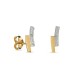 Brincos em ouro bicolor 9k dois barras e diamante 0.006