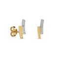 Brincos em ouro bicolor 9k dois barras e diamante 0.006