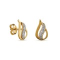Brincos em ouro bicolor 9k ovais tira diamante 0.01CT