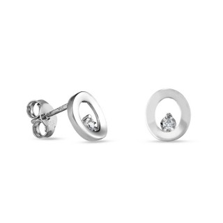 Brincos em ouro branco 9K circulo com diamante 0.02CT