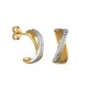 Pendientes de oro bicolor 9k cruzados de diamante 0.01CT