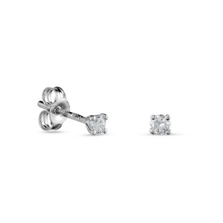Pendientes de oro blanco 9k 4 garras y diamante 0.09CT