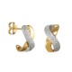 Pendientes de oro bicolor 9k cruzado y diamante 0.032CT