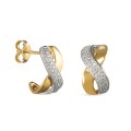 Brincos em ouro bicolor 9k cruzado e diamante 0.032CT