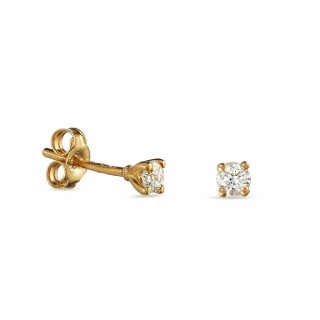 Brincos em ouro branco 9k 4 garras diamante 0.14CT