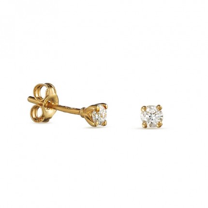 Brincos em ouro branco 9k 4 garras diamante 0.14CT