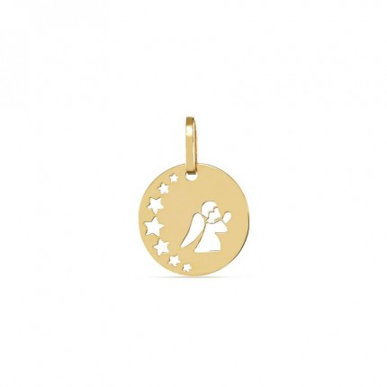 Pendente em ouro amarelo 9K de anjo estrelas perfuradas