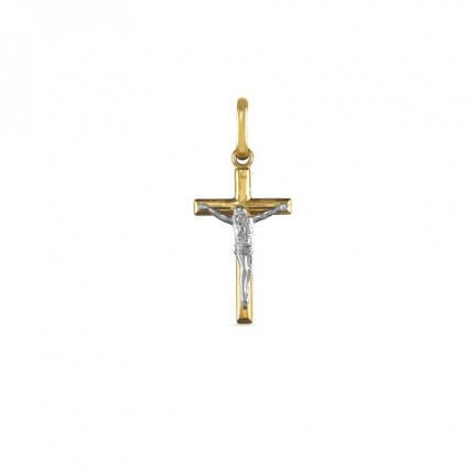 Pendente em ouro 9K bicolor com cristo