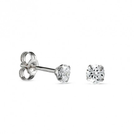 Brincos em ouro branco 9K 4 garras zircónia 3.5MM
