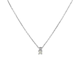 Colar em ouro branco 9K 4 garras e diamante 0.08CT 42CM