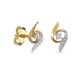 Pendientes de oro bicolor 9K y diamante 0.012CT