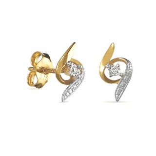 Brincos em ouro bicolor 9K e diamante 0.012CT