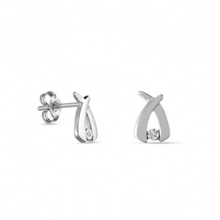 Brincos em ouro branco 9k com diamante 0.008CT
