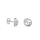 Brincos em ouro branco 9K 2 círculos e diamante 0.02CT