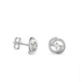 Brincos em ouro branco 9K 2 círculos e diamante 0.02CT