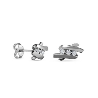 Pendientes de oro blanco 9K trilogy y diamante 0.024CT