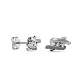 Brincos em ouro branco 9K trilogy e diamante 0.024CT