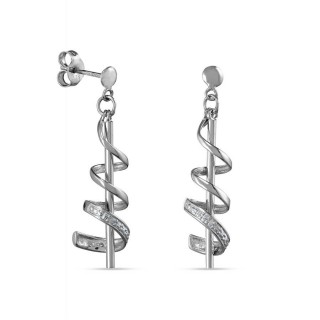 Brincos em ouro branco 9K espiral e diamante 0.008CT