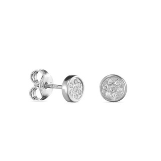Pendientes de oro blanco 9K ilusión y diamante 0.08CT