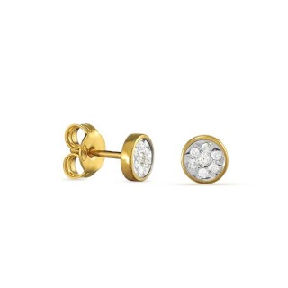 Pendientes de oro amarillo 9K ilusión y diamante 0.08CT