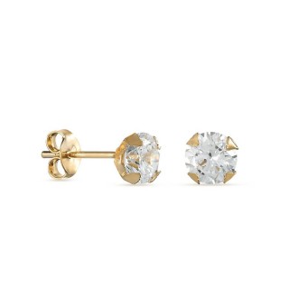 Pendientes bañados en oro 4 garras circonita 6CM