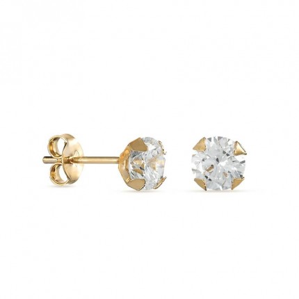 Pendientes bañados en oro 4 garras circonita 6CM