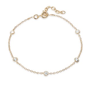 Pulsera bañada en oro con chatones y circonita de 16CM