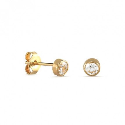 Brincos plaqueados a ouro com chatón 4MM