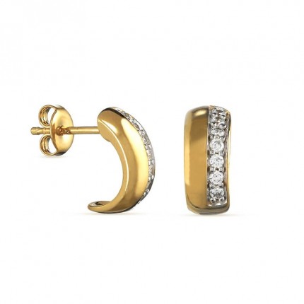 Pendientes 5 x 11 mm bañados en oro con aro y circonitas