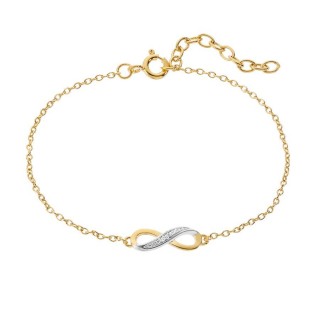 Pulsera bañada en oro con infinito y circonita 18CM