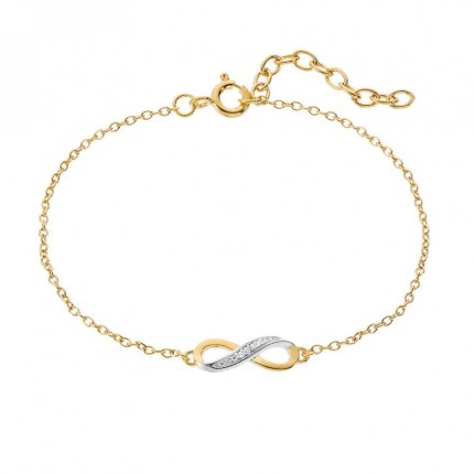 Pulsera bañada en oro con infinito y circonita 18CM
