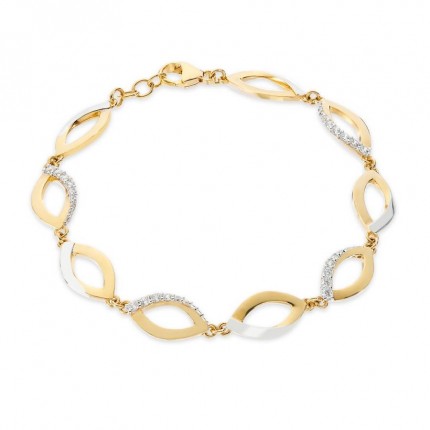 Pulseira semirígida banhada a ouro, ródio e zircónias