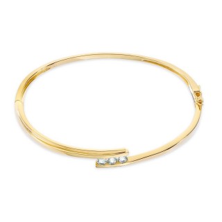 Pulseira Rígida Banhada a Ouro Trilogia de Zircónias