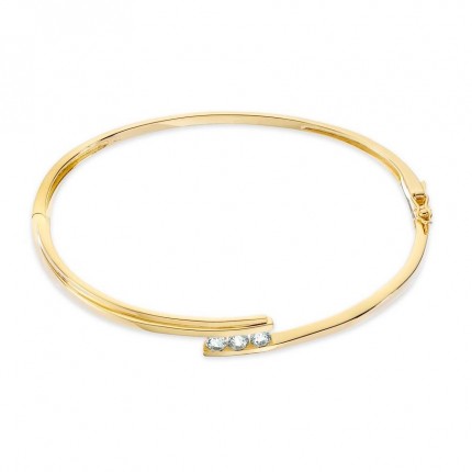 Pulseira Rígida Banhada a Ouro Trilogia de Zircónias