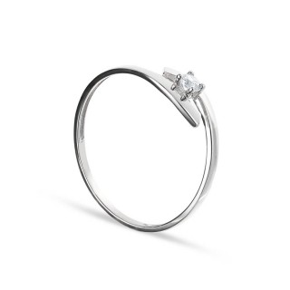 Anel em ouro branco 9 kt e zircónia