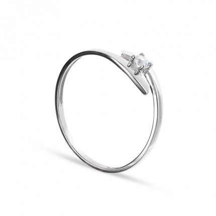 Anel em ouro branco 9 kt e zircónia